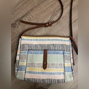 Fossil white striped crossbody bags